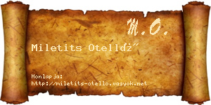 Miletits Otelló névjegykártya